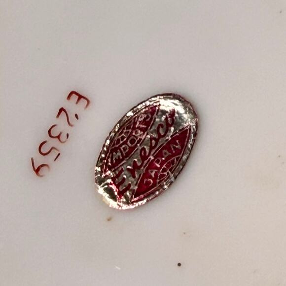 VTG Enesco CREAMER & SAUCER Pitcher Plate Fruit Apple Pear Grapes Gold Trim 3.5" - Picture 5 of 8